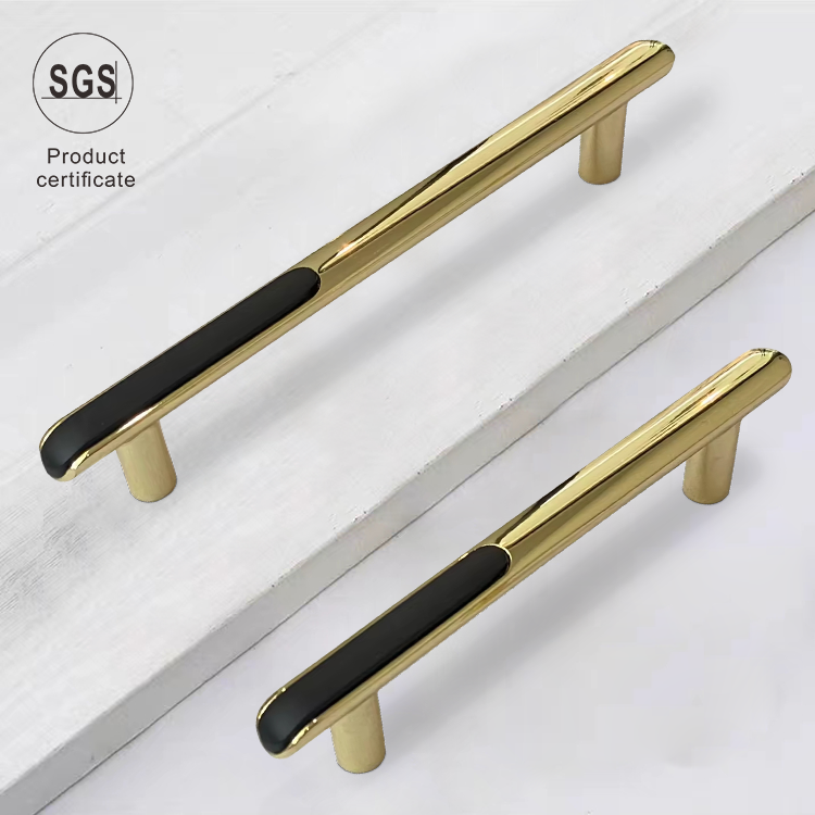 Luxury Zinc Alloy Furniture Handle Double Color T bar Gold Black White Drawer Cabinet Handle