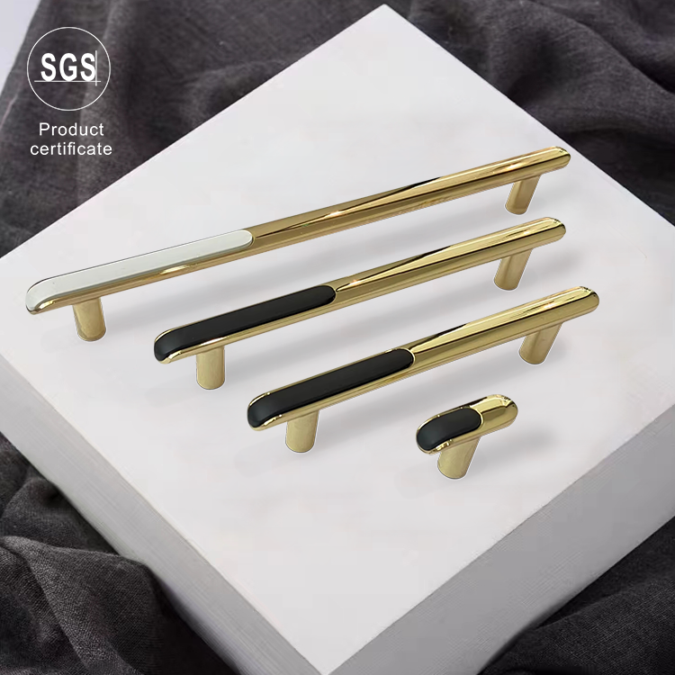 Luxury Zinc Alloy Furniture Handle Double Color T bar Gold Black White Drawer Cabinet Handle