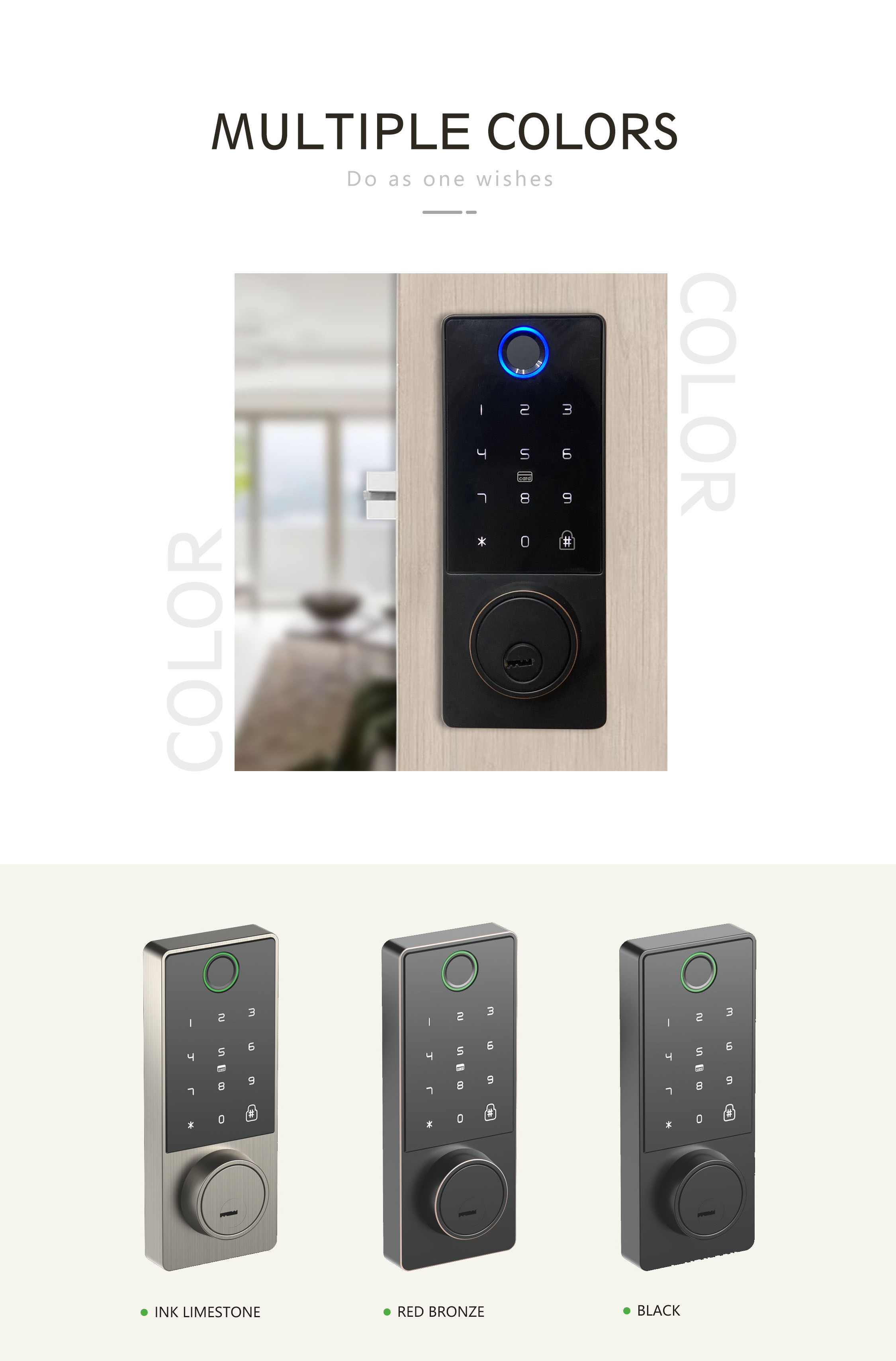 wifi keyless digital finger print fingerprint smart door handle lock lock with camera