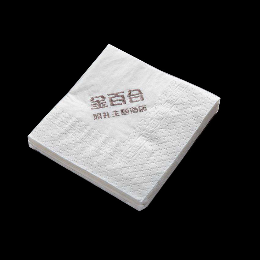 Printed LOGO Natural paper napkin 2 ply white embossing airlaid interfold napkin tissue paper