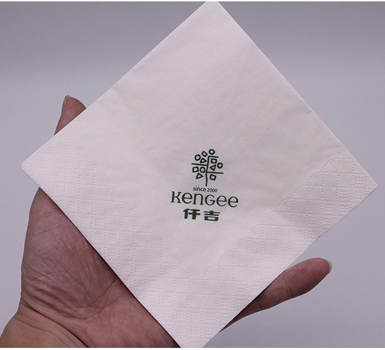 Printed LOGO Natural paper napkin 2 ply white embossing airlaid interfold napkin tissue paper