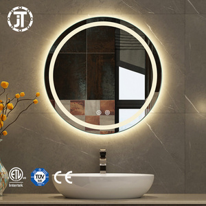 Modern luxury furniture circle smart led bathroom mirror anti fog backlit illuminated wall hair salon mirrors