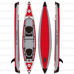 Geetone Streamline kayak 410cm Two Person inflatable drop stitch kayak foldable Three Chamber Inflatable Fishing kayak