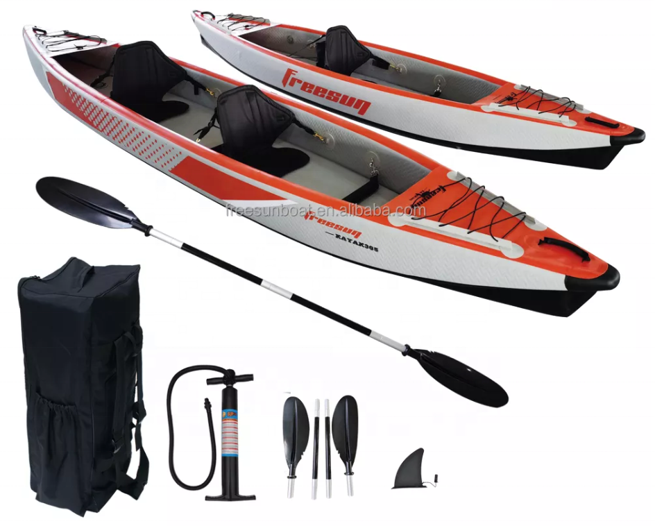 Geetone Streamline kayak 410cm Two Person inflatable drop stitch kayak foldable Three Chamber Inflatable Fishing kayak