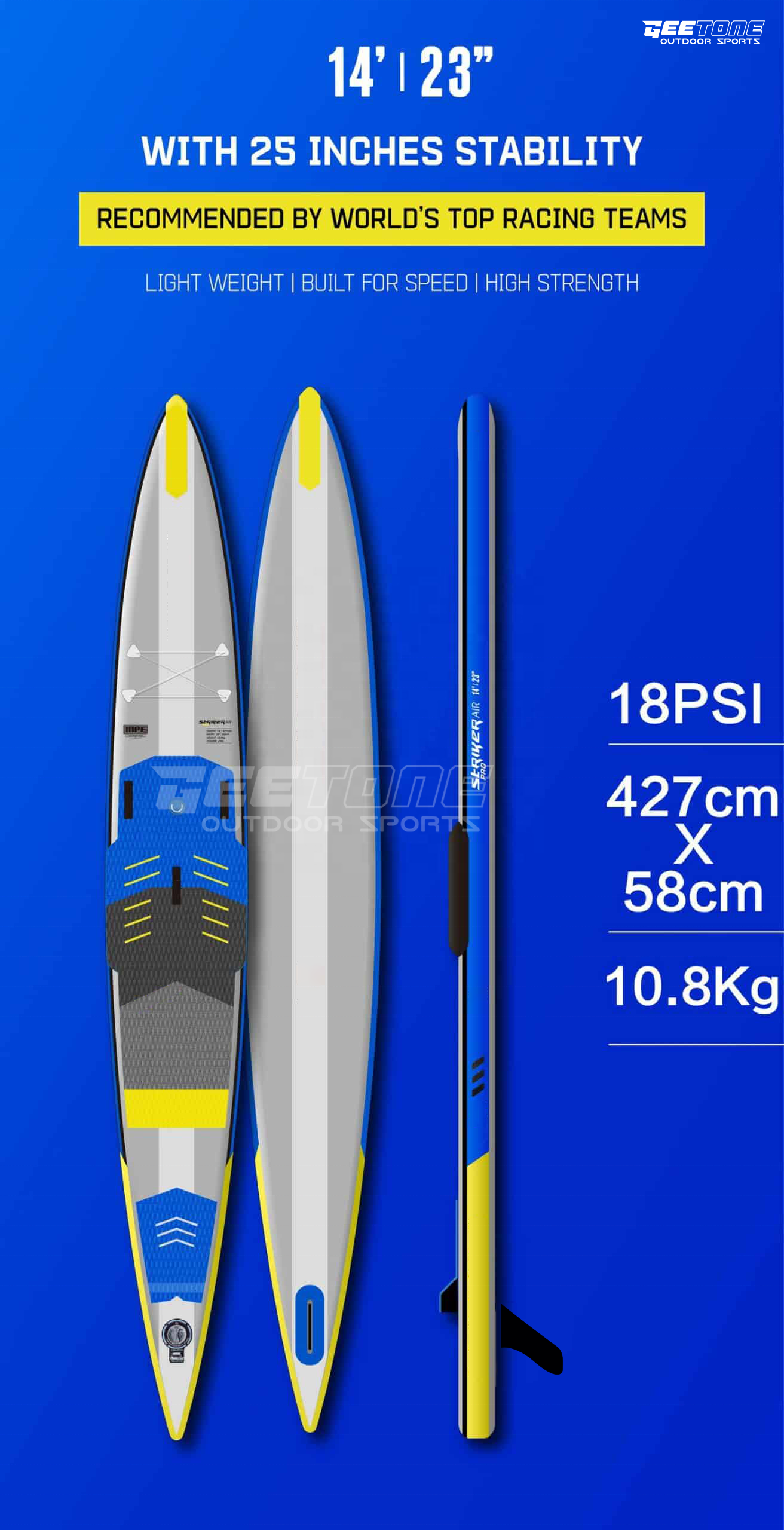 Geetone 14FT Sup Race OEM Customize Carbon Fiber Stringer US Box Fin Inflatable Stand Up Paddle Boards Racing 14'