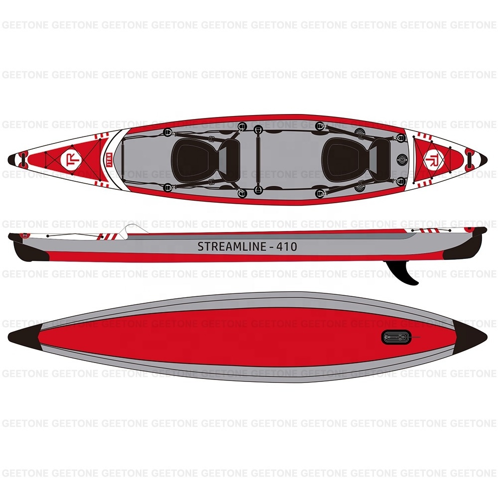 Geetone Streamline kayak 410cm Two Person inflatable drop stitch kayak foldable Three Chamber Inflatable Fishing kayak