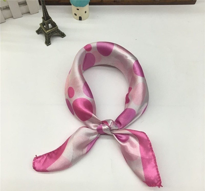 Various Color 50*50cm Printed  Pattern Manufacturer Women Scarf Turban Hair Accessories Ladies Square Satin Silk Scarves