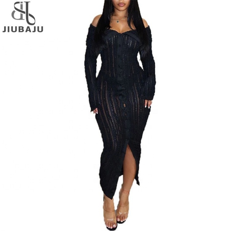 Off Shoulder Wavy Pattern Bodycon Dress Women For Autumn Sexy V Neck Club Party Dress