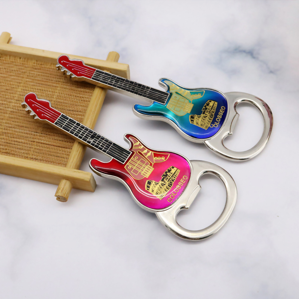 Personality Guitar Shape Fridge Magnet Opener Creative Commemorate Bottle Opener Custom