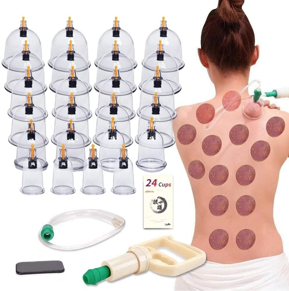 Chinese Medicine Cupping Therapy Sets,12Cups Hijama Cupping Set with Pump Vacuum Suction Cups for Body Cellulite Cupping