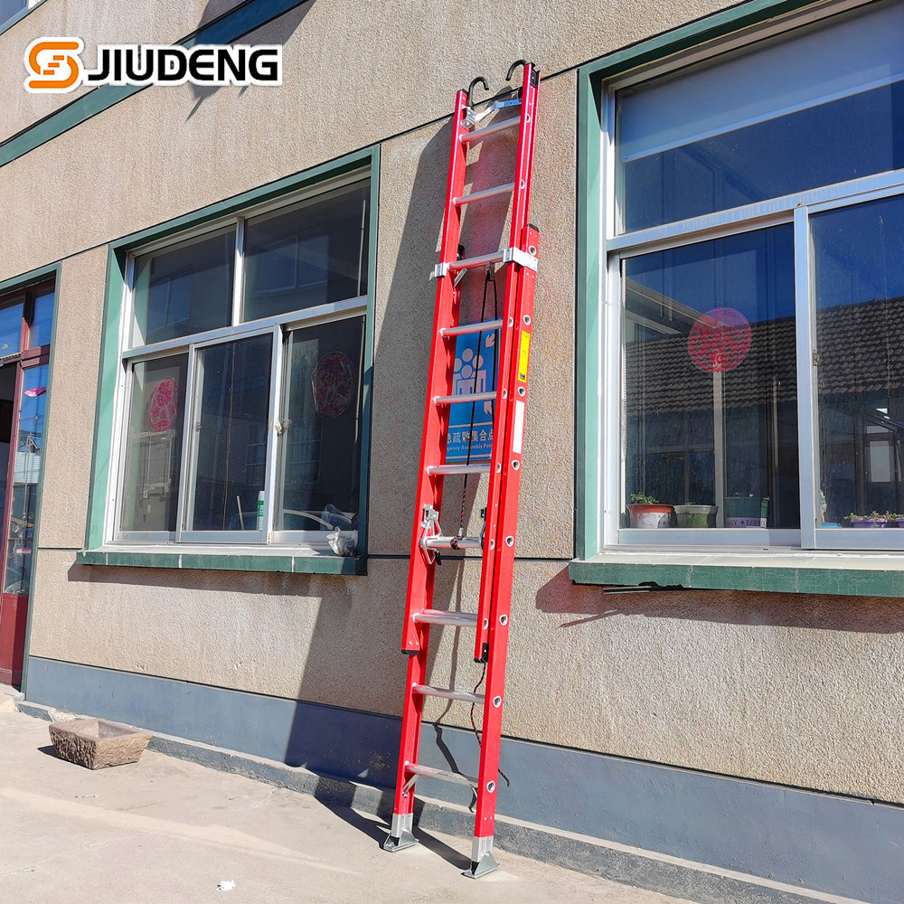 Adjusted Flexible Fiberglass C-channel Two Section Extension Ladder With Spike Feet