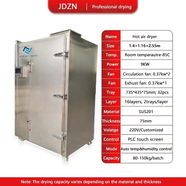 80 KG-150KG Capacity Intelligent PLC Control fruit dryer Hot Air Dehydrator Cassava food drying Machine