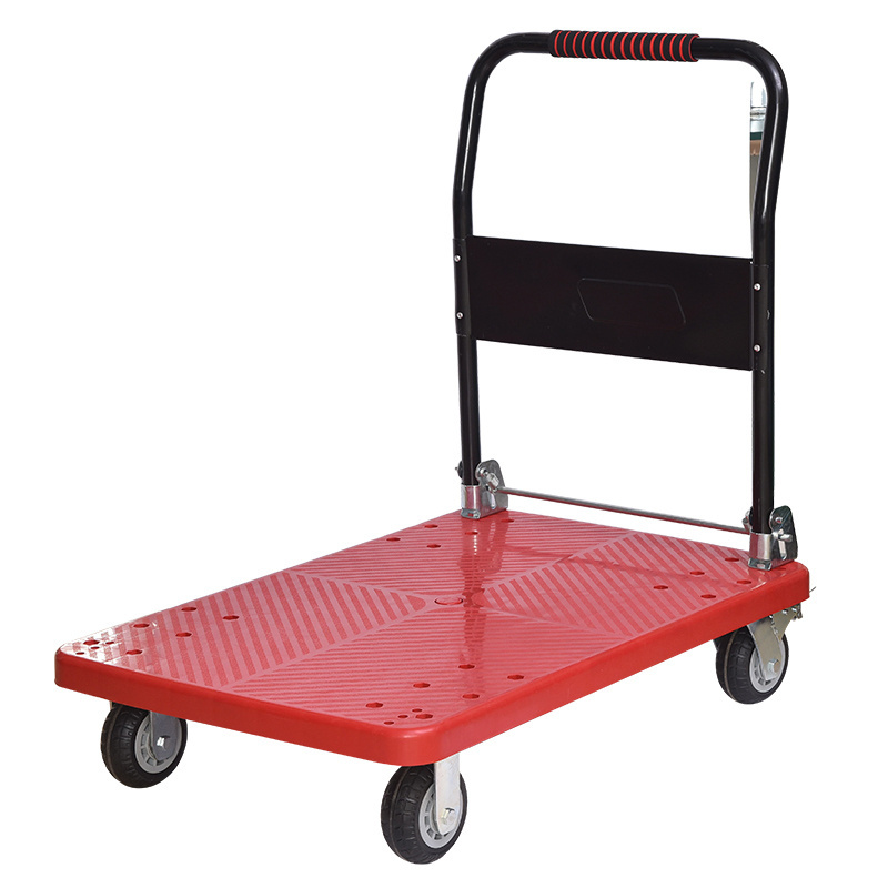 Heavy duty Platform hand truck flat plastic cart trolley 300kg 4-wheel folding cart