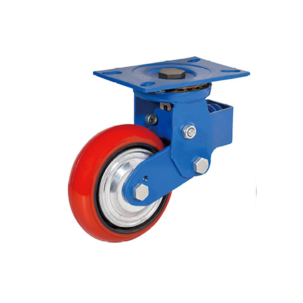 Heavy duty industrial  6inch 8inch pu Material spring loaded castors spring shock absorber casters retractable caster