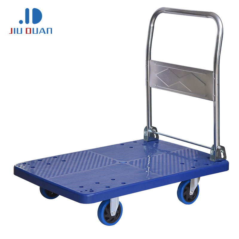 300kg Four Wheels Plastic hand truck trolley push cart Foldable Platform Trolley for carrying goods