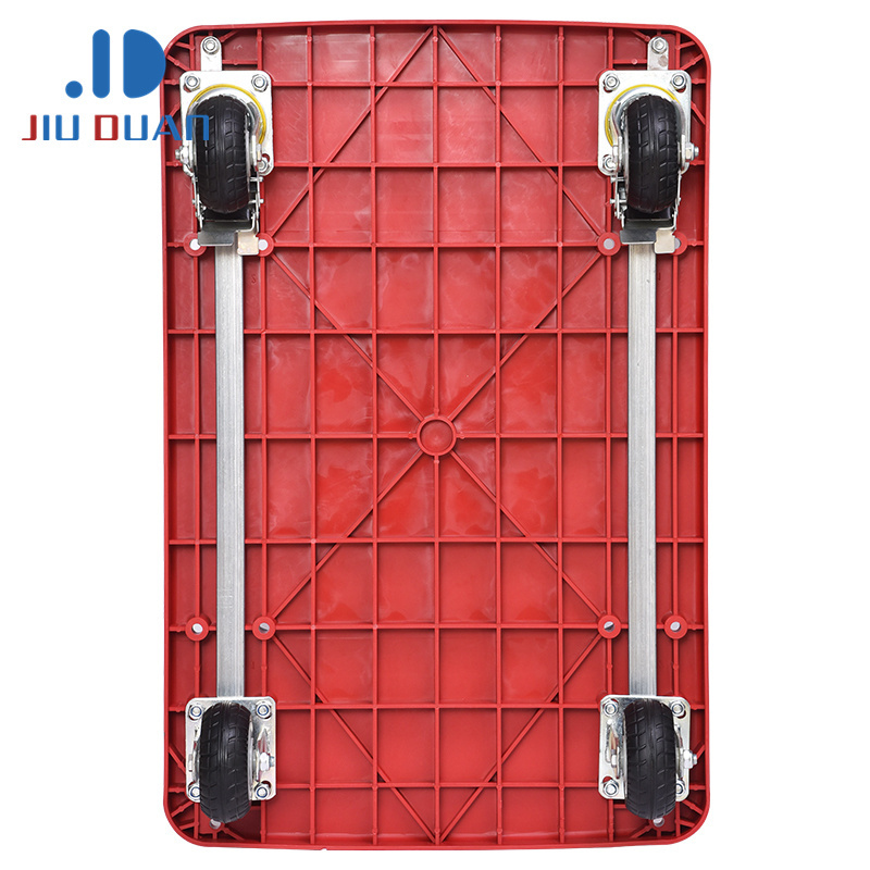 300kg Four Wheels Plastic hand truck trolley push cart Foldable Platform Trolley for carrying goods