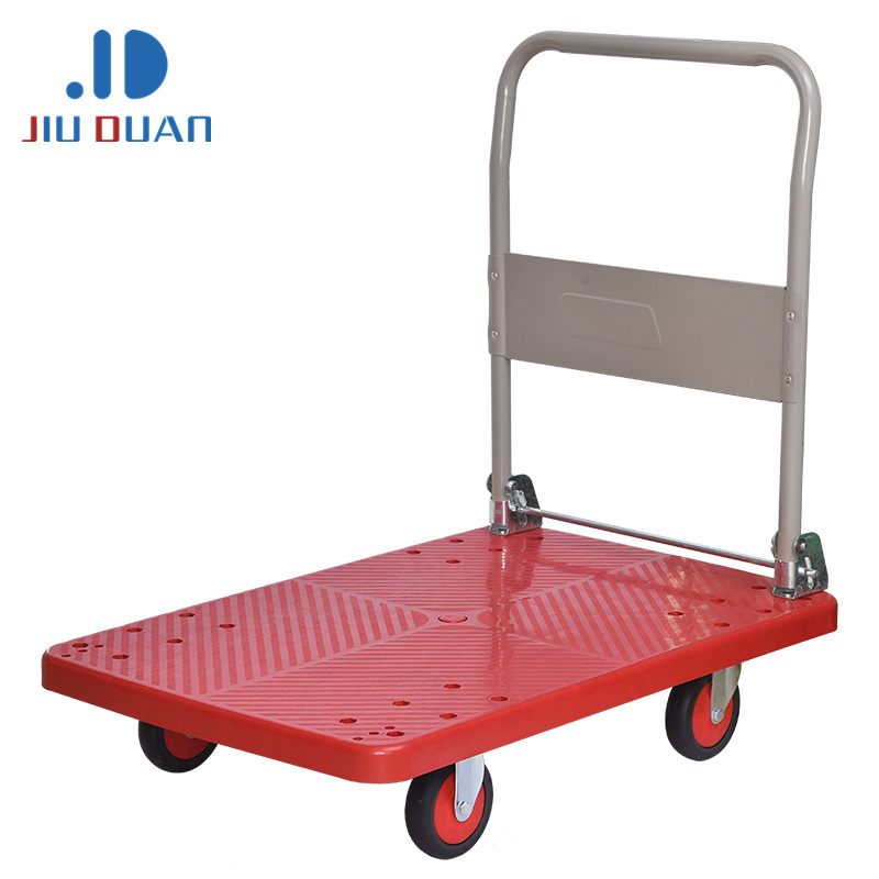 300kg Four Wheels Plastic hand truck trolley push cart Foldable Platform Trolley for carrying goods