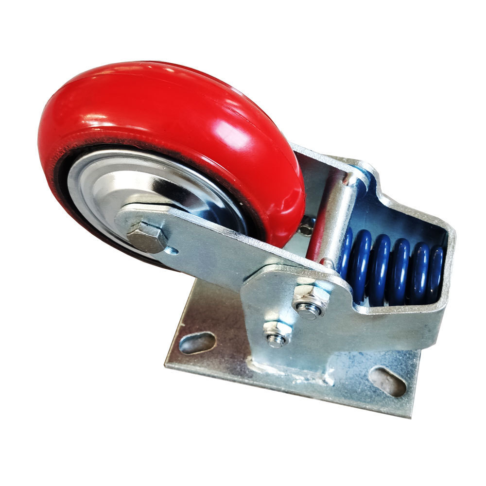 Good Quality  Rigid  Swivel With Lock  Heavy Duty Spring Loaded PU Shock Absorbeing  Caster Wheels 6 inch 8 inch Casters