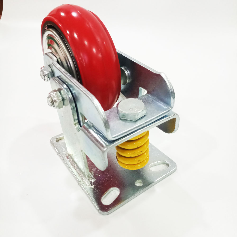 Good Quality  Rigid  Swivel With Lock  Heavy Duty Spring Loaded PU Shock Absorbeing  Caster Wheels 6 inch 8 inch Casters