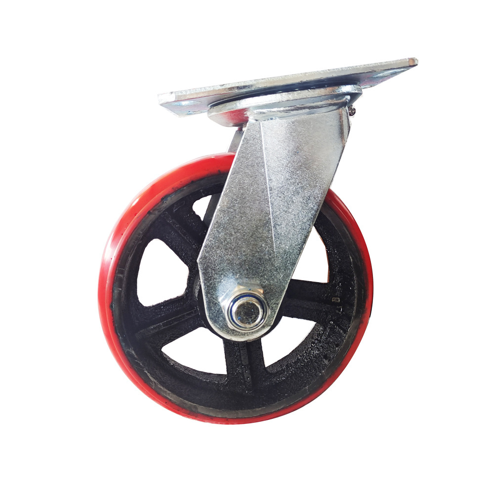 2 ton heavy duty swivel pu caster wheel 6 inch heavy duty hand  trolley wheel