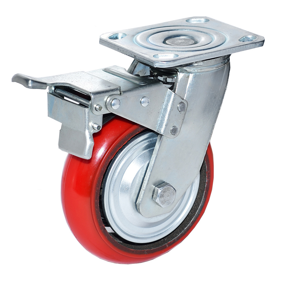 2 ton heavy duty swivel pu caster wheel 6 inch heavy duty hand  trolley wheel