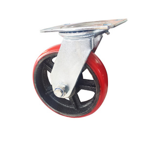 Industrial polyurethane caster wheel 6 inch 8 inch 10inch fixed rigid swivel unicaster PU 1000kg heavy duty caster wheel