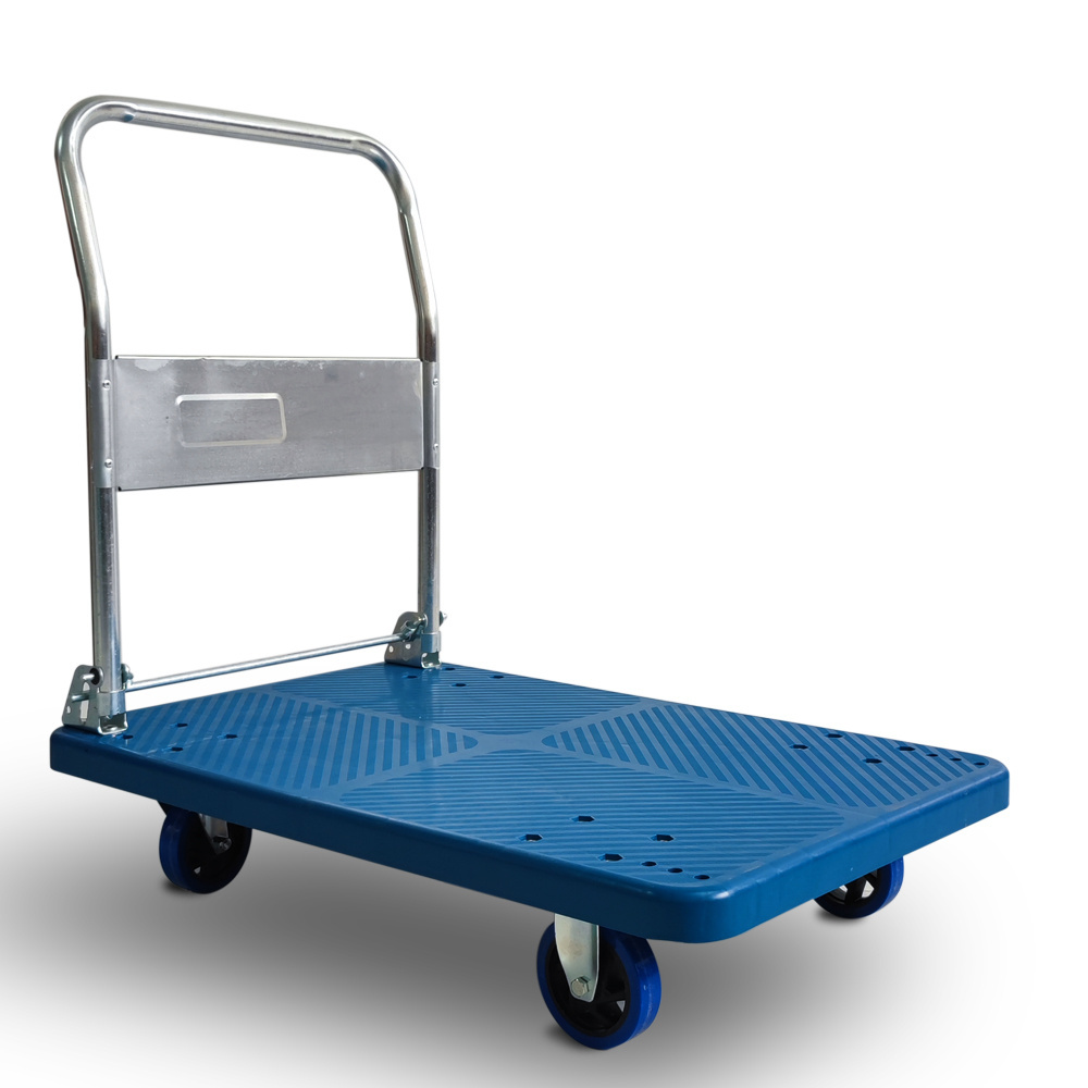 Foldable hand trolley 150kg 300kg 500kg  Capacity 4 Wheel Hand Sack Trolley Platform Cart