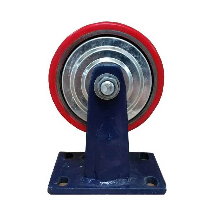 8 Inch Red  Polyurethane(PU) Material Heavy Duty  Fixed Swivel Locking  Caster Wheels  2ton Caster Wheel