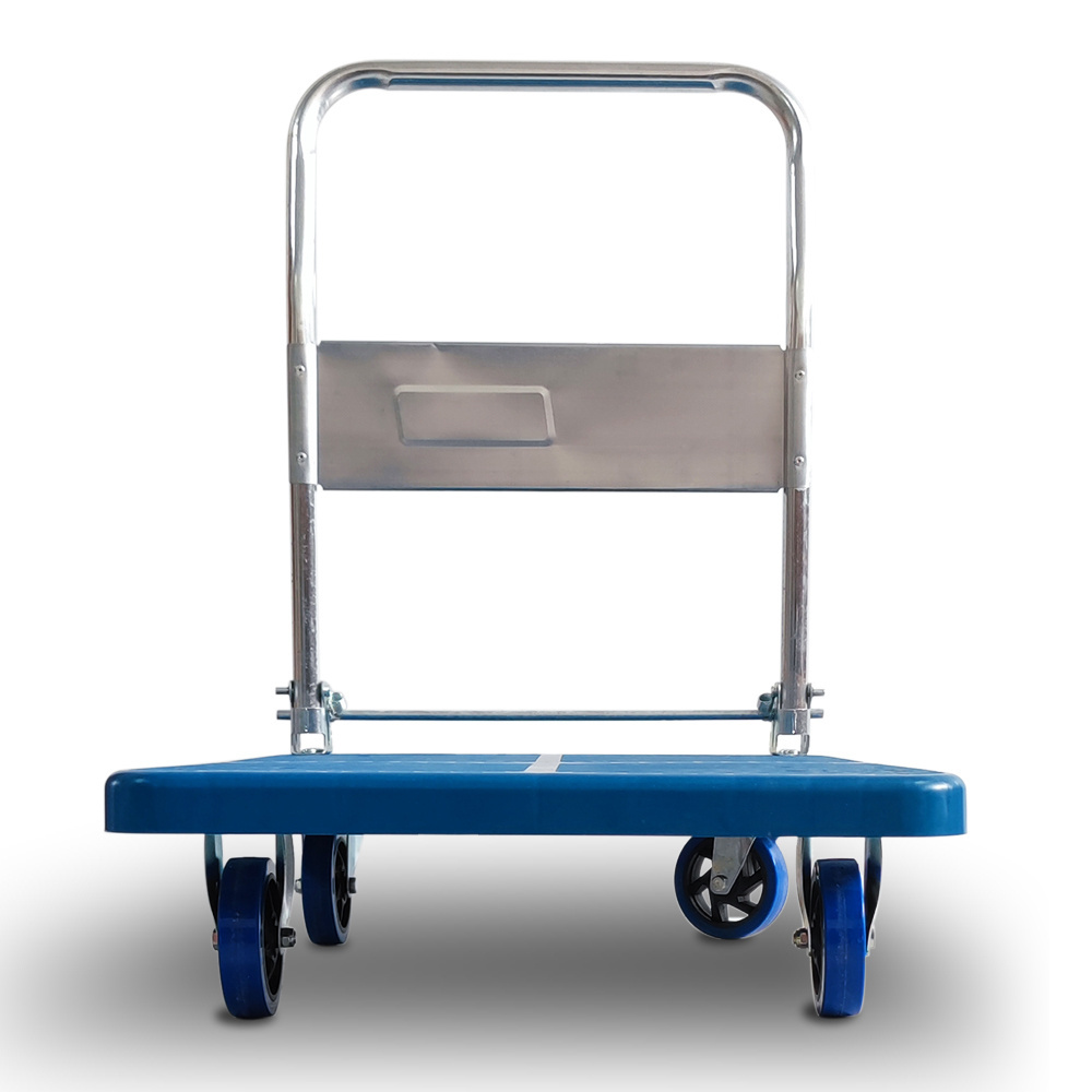 Foldable hand trolley 150kg 300kg 500kg  Capacity 4 Wheel Hand Sack Trolley Platform Cart