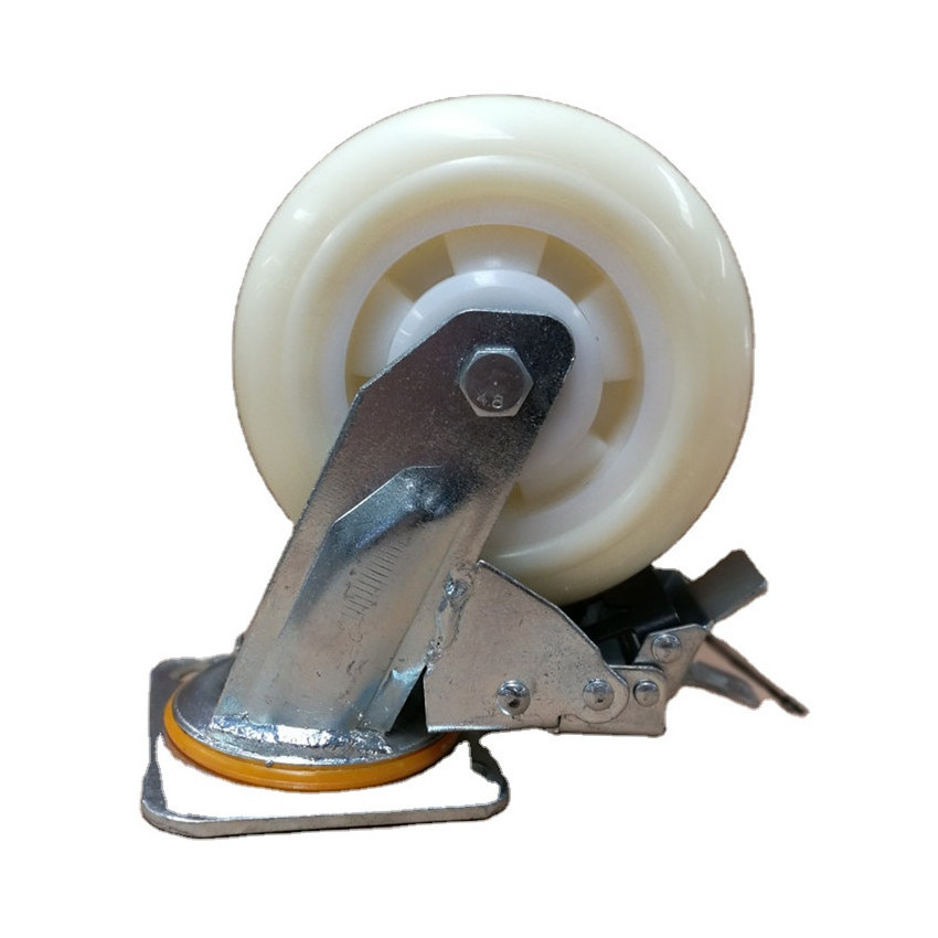 Nylon caster wheel heavy duty high strength plastic swivel/fixed industrial trolley casters with brake