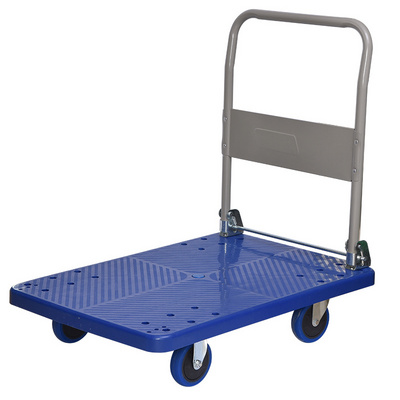 Heavy duty Platform hand truck flat plastic cart trolley 300kg 4-wheel folding cart