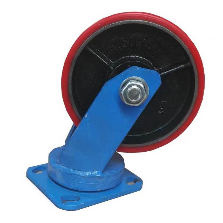 8 Inch Red  Polyurethane(PU) Material Heavy Duty  Fixed Swivel Locking  Caster Wheels  2ton Caster Wheel