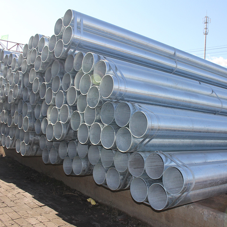 ASTM A500 Grade B  Q235 ASTM A252  Welded Black Steel Pipes  Carbon Straight Round  ERW Tube With Galvanized Surface 6m Length