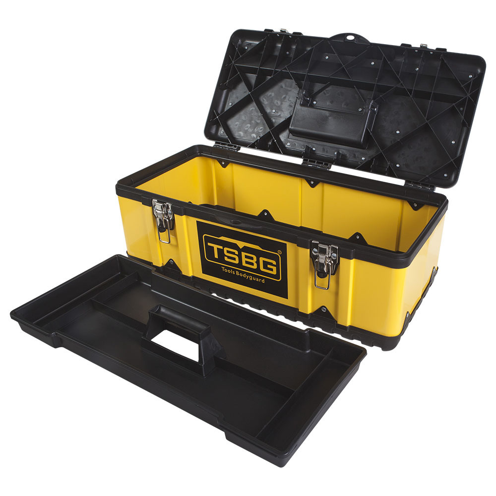 582mm length  metal tool box/iron tool box/steel toolbox with stainless steel top lid storage tool box with a tray