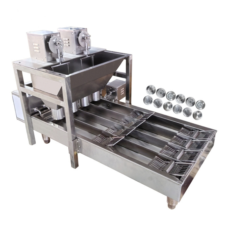 Fully Automatic Electric 12 Molds Donut Machines Industrial Donut Machinery Ring 4 -row Fried Donut Making Machine