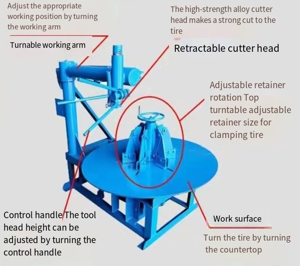 Scrap Rubber Tire Side Wall Cutting Machine Tire Ring Cutting Machine Tire Block Cutting Machine