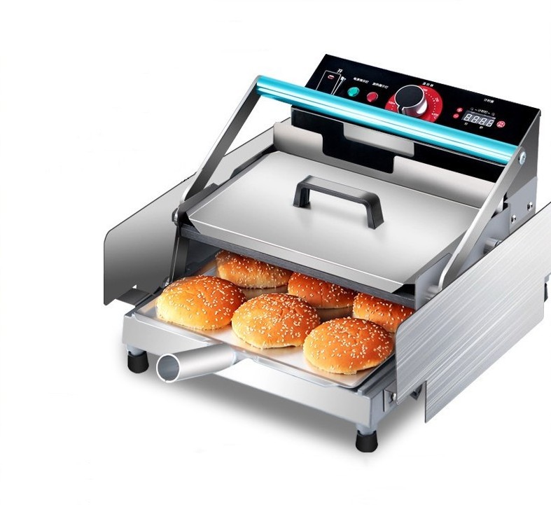 Commercial Small Hamburger Restaurant Equipment Heating Machine Double Hamburger Stove Automatic Toaster