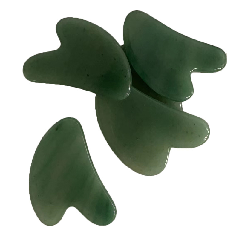 Wholesale 2 in 1 Gem Stone Gua Sha Scraper Skin Care Green Crystal Jade Rollers For Facial Massage