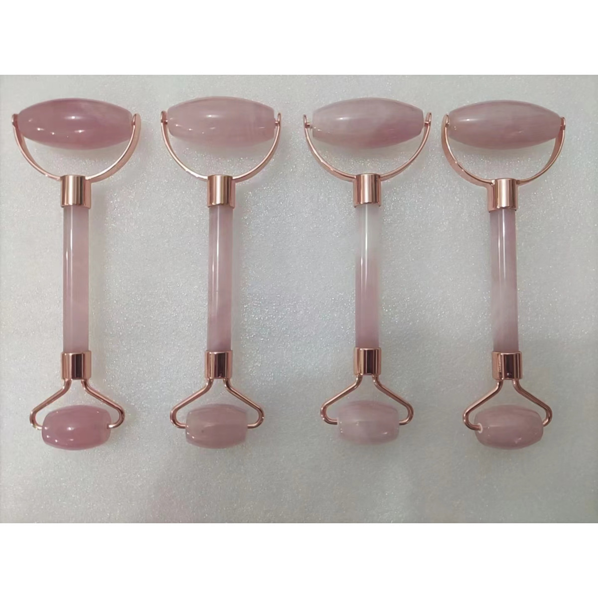 Manufacturer Custom Logo Massage Crystal Stone Pink Rose Quartz Amethyst Jade Face Roller with Natural Stone