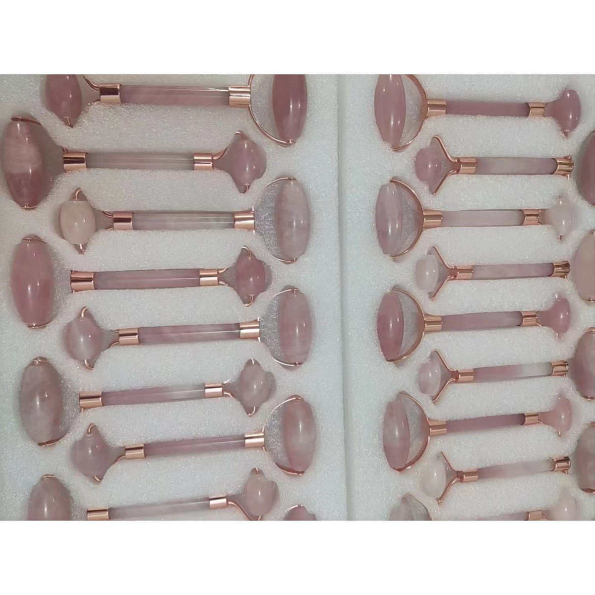 Manufacturer Custom Logo Massage Crystal Stone Pink Rose Quartz Amethyst Jade Face Roller with Natural Stone