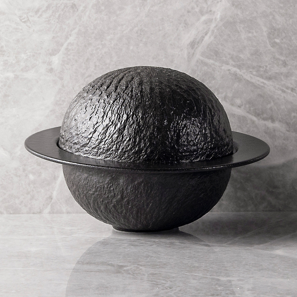 Upscale Restaurant Use Ceramic Bowl  Black And White  Astronomy Ball Shape Vajillas Innovative Porcelain Bowls With Lid For Soup