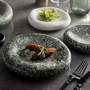 Creative Porcelain Stone Plate Dishes Catering Plato Dinnerware Vajilla Catered Events  Matte Restaurant Ceramic Plate