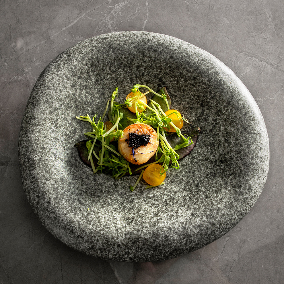 Creative Porcelain Stone Plate Dishes Catering Plato Dinnerware Vajilla Catered Events  Matte Restaurant Ceramic Plate