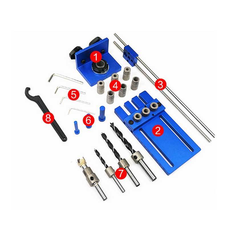 Other hand tool 3 in 1 drilling locator guide kit log tenon hole punch combo triple punch locator for woodworking dowel jig set