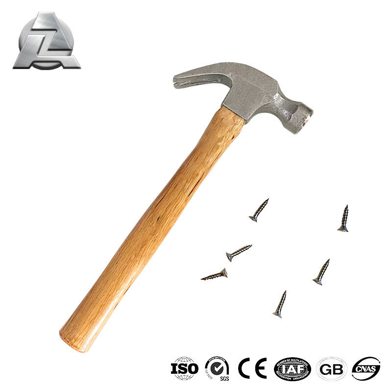 Professional carpenter 4oz 6oz 8oz 16oz 20oz 22oz 27oz chrome milling face antislip claw hammer with wooden handle