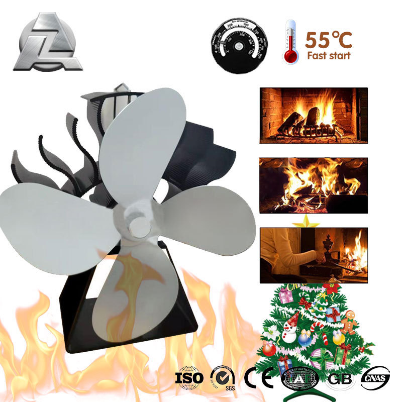 Circulation and ventilation color anodizing wood aluminum standing red color profile stove 4 blades fan