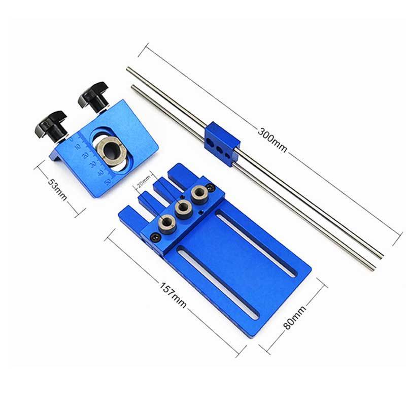 Other hand tool 3 in 1 drilling locator guide kit log tenon hole punch combo triple punch locator for woodworking dowel jig set