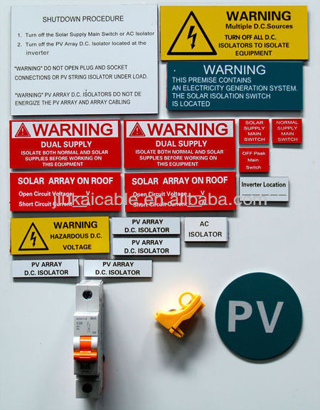 AS/NZS 5033 PV Solar Power Compliance Kit Label Special for Australian Solar Power System Hot seller **L**