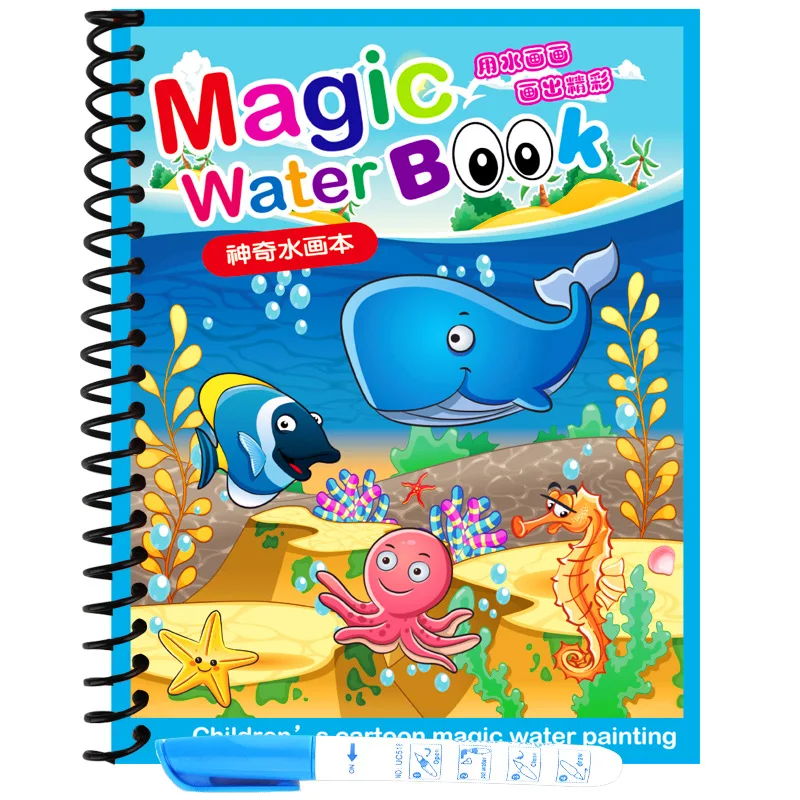 JELO Water Painting Coloring Book Drawing Toy Pen Art Sets Preschool Educational Game Toys for Kids Boys and Girls Unisex 0.09KG