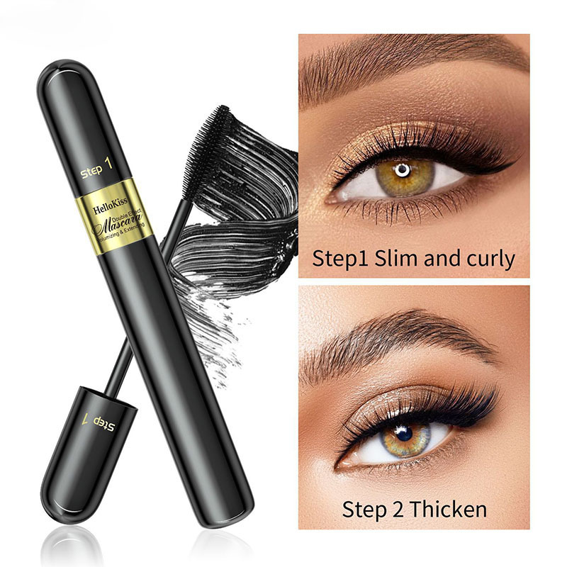 Dual Action 4d Mascara 2-In-1 Lengthening Curling Volumizing Non-Smudging Waterproof Mascara